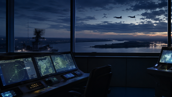 Radar si avioane F-16 intr-o ilustratie despre alerta aeriana la granita Romaniei