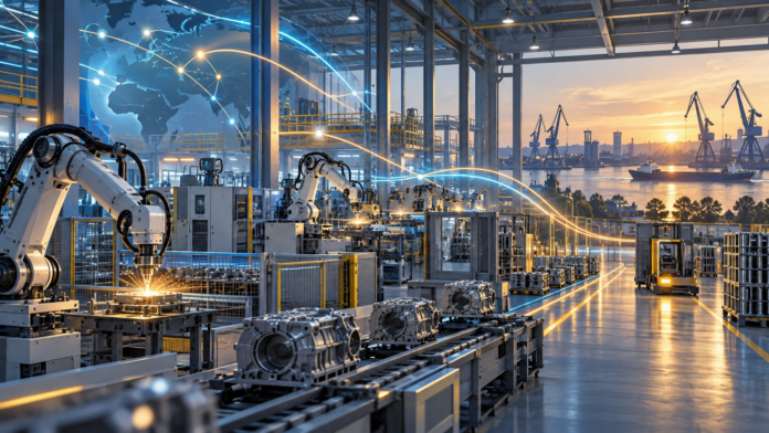 Ilustrație despre investiții și producție industrială la Galați
