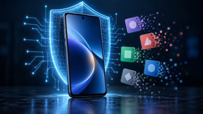 Ilustrație despre securitatea telefoanelor Android și aplicațiile preinstalate